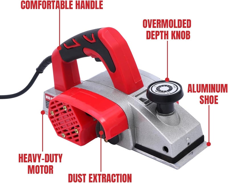 BHTOP Electric Hand Planer, Wood Planer for Woodworking, 3-1/4 Inch Corded Planer with Blades, Edge Guide（8201） - Image 5